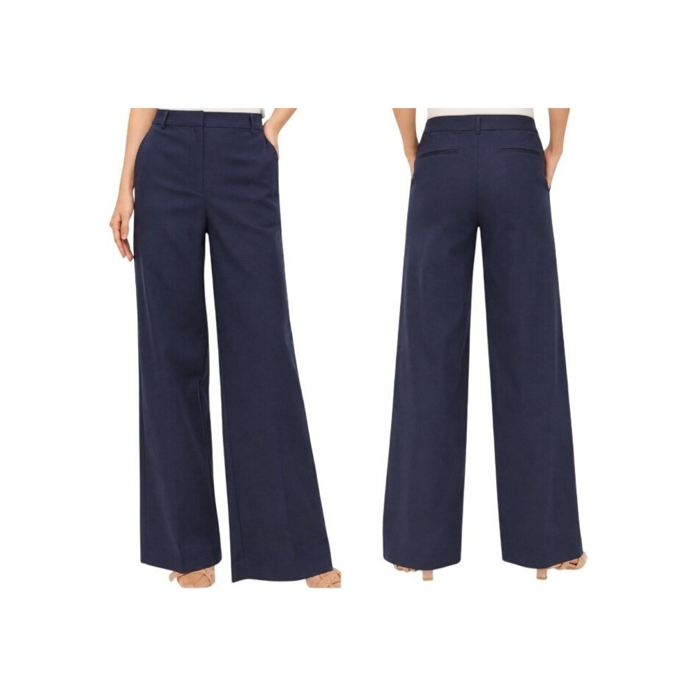 Ann Taylor Womens 12T Navy The Wide Leg Pant in Doubleweave